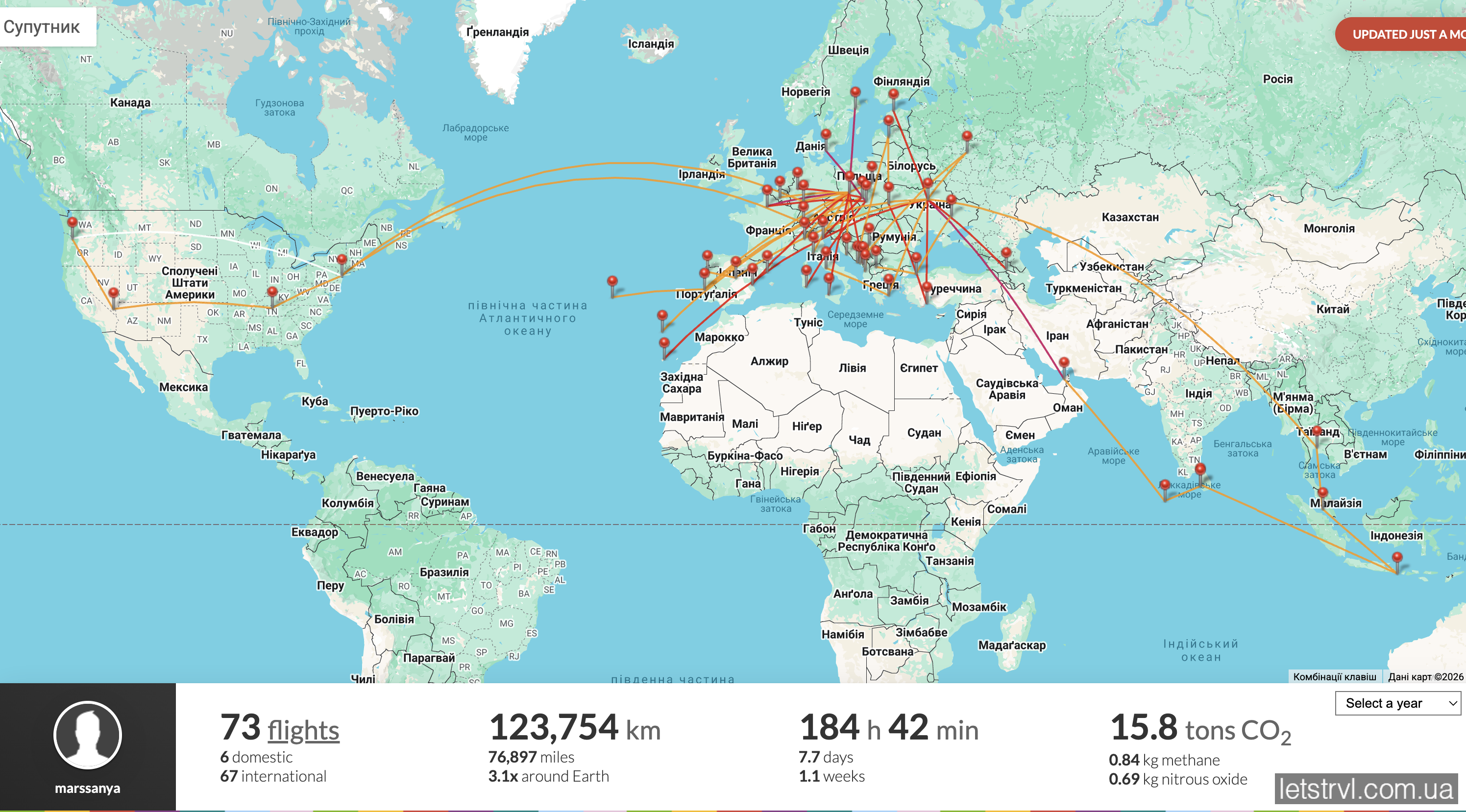 мапа перельотів